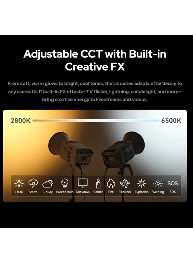 Godox Litemons LE300Bi LED Video Light 320W Bi Colour 2800K 6500K Bowens Mount Studio Lighting 58900lux at 5600K App Control NFC DMX CRMX Black - Image 5