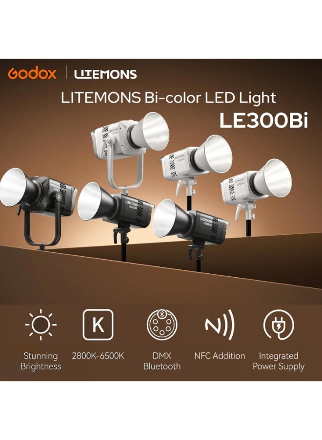 Godox Litemons LE300Bi LED Video Light 320W Bi Colour 2800K 6500K Bowens Mount Studio Lighting 58900lux at 5600K App Control NFC DMX CRMX Black - Image 3