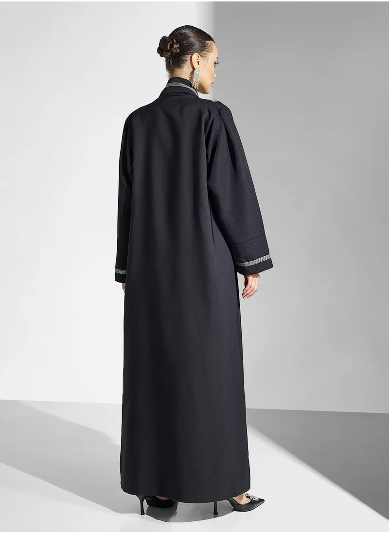 hayas closet Collared Abaya with Flared Sleeve