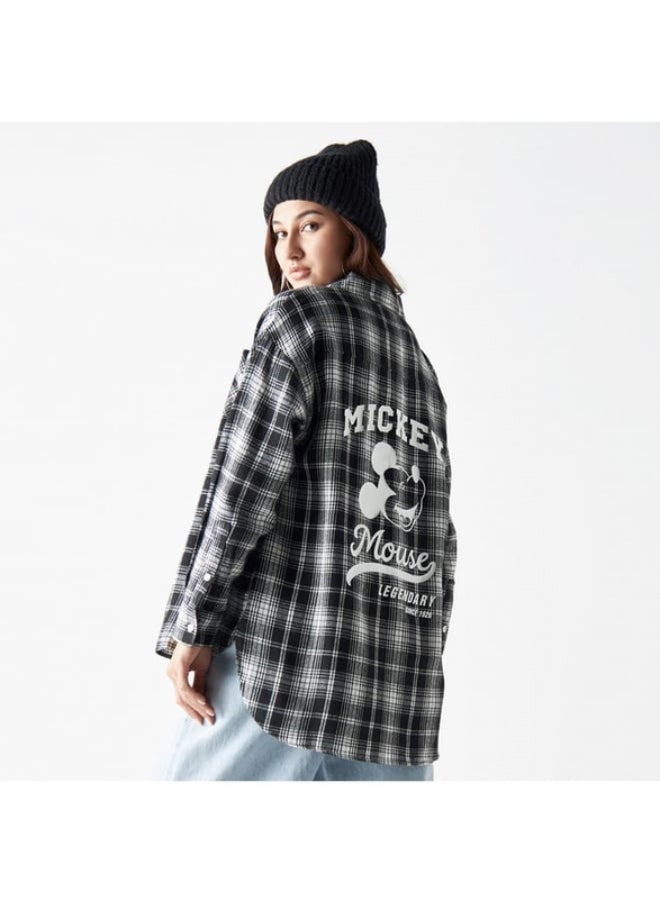 SP Characters Mickey Mouse Print Shirt with Long Sleeves and Pocket  - Image 4