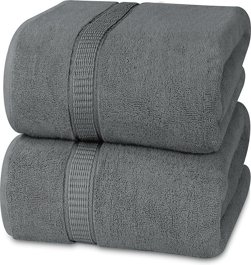 Vocal Store Ultra Soft, Super Absorbent, 100% Cotton 2 Piece Bath Towel Set, 600 GSM, 30 inch x 60 inch (Grey, Set of 2) TW-V03-GRY-2 - Image 1