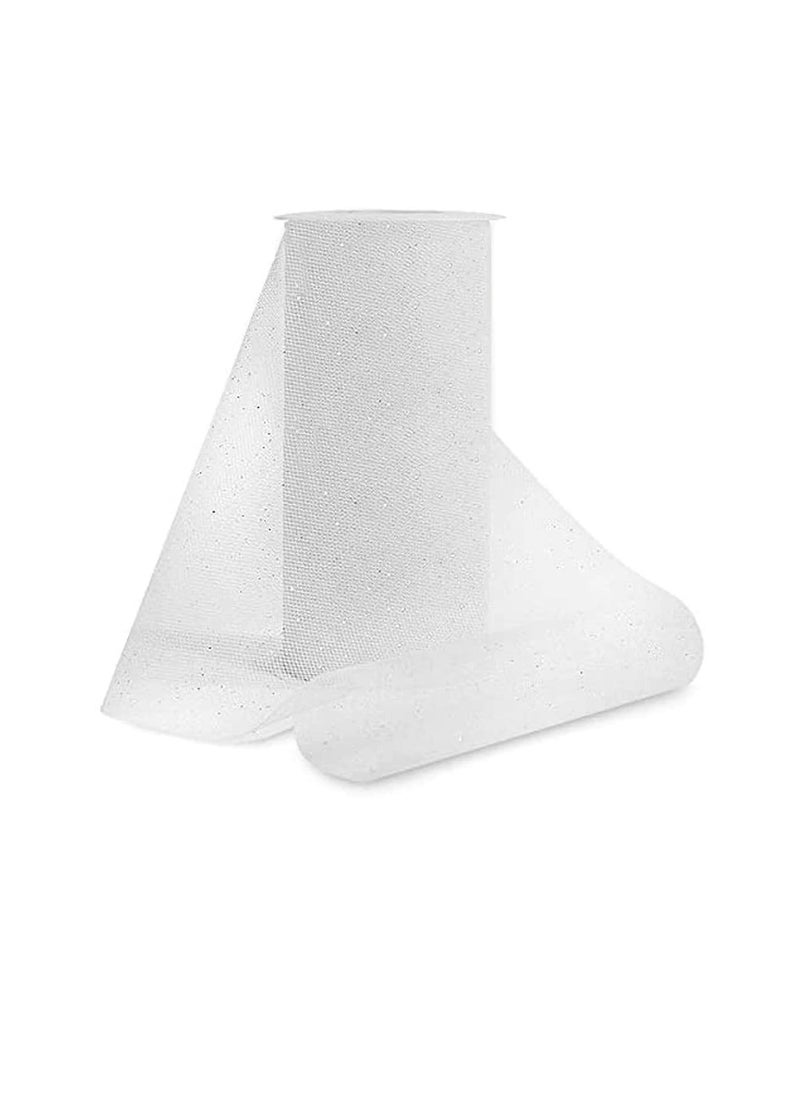 Expo Expo Glitter Tulle 6 inch x 25 yard Spool White with Silver Glitter  - Image 2