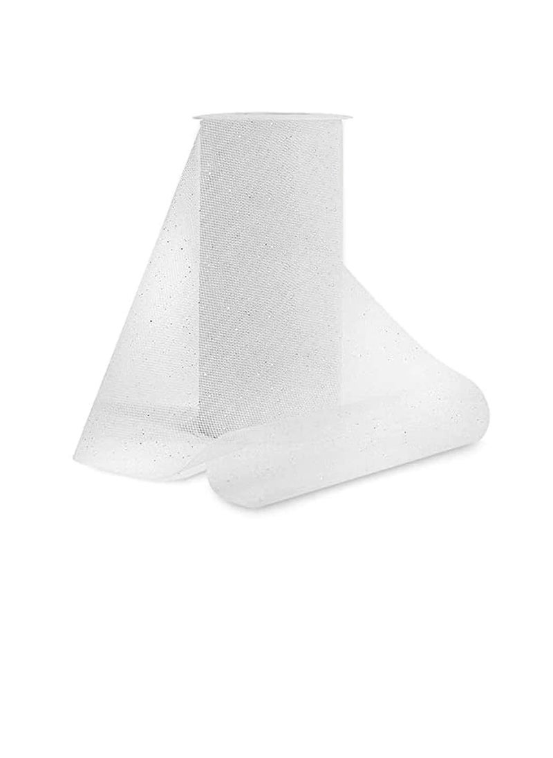 Expo Expo Glitter Tulle 6 inch x 25 yard Spool White with Silver Glitter  - Image 3