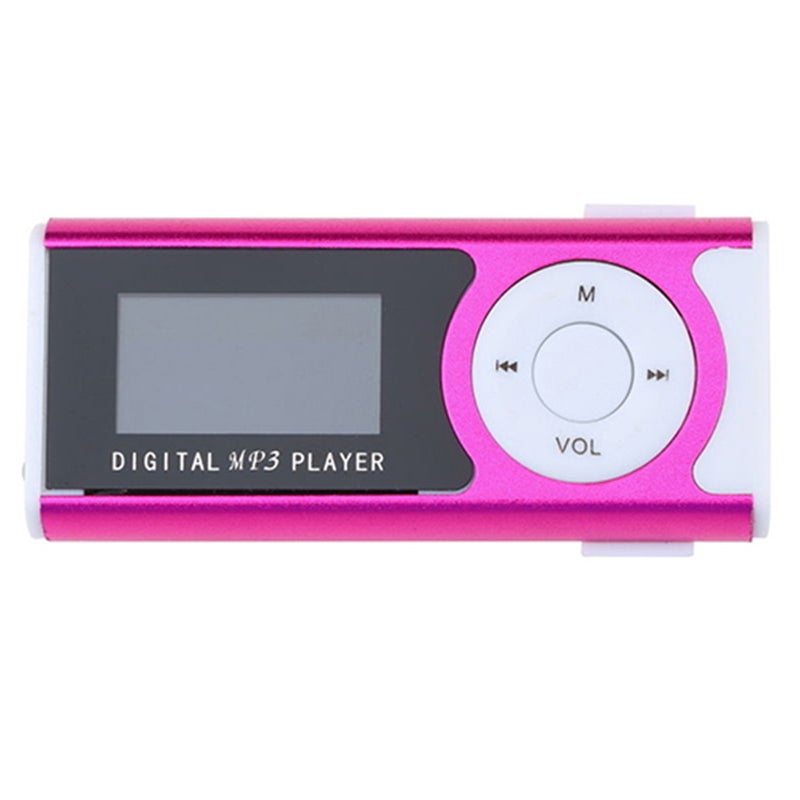 مشغل موسيقى MP3 محمول صغير مصنوع من المعدن بشاشة LCD وضوء LED يدعم بطاقة ذاكرة TF ومسارات الصوت MP3/WMA اللون الوردي المحمر - Image 1