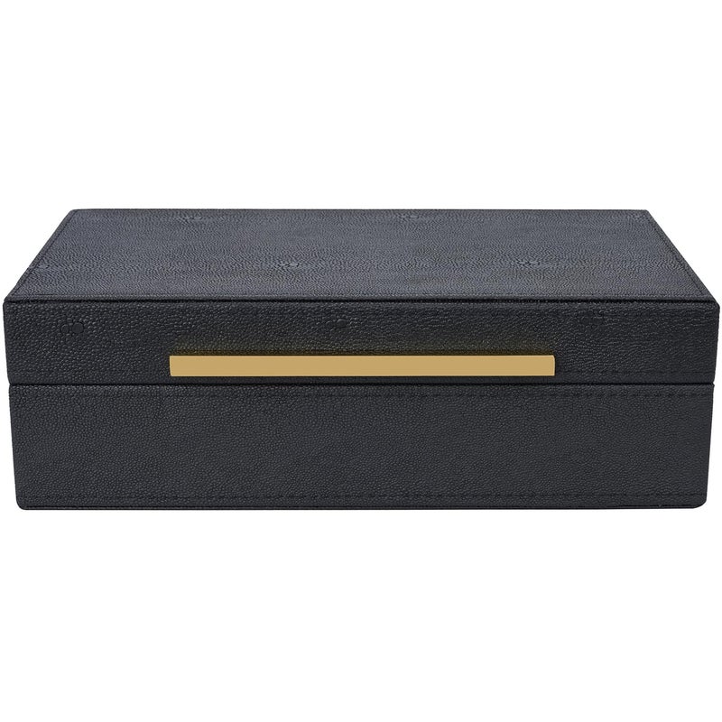 Xigexige Small Black Shagreen Box Faux Leather Decorative Box Keepsake And Memory Storage Decorative Boxes With Lids For Modern Home Decor Jewelry Box Organizer - Image 1