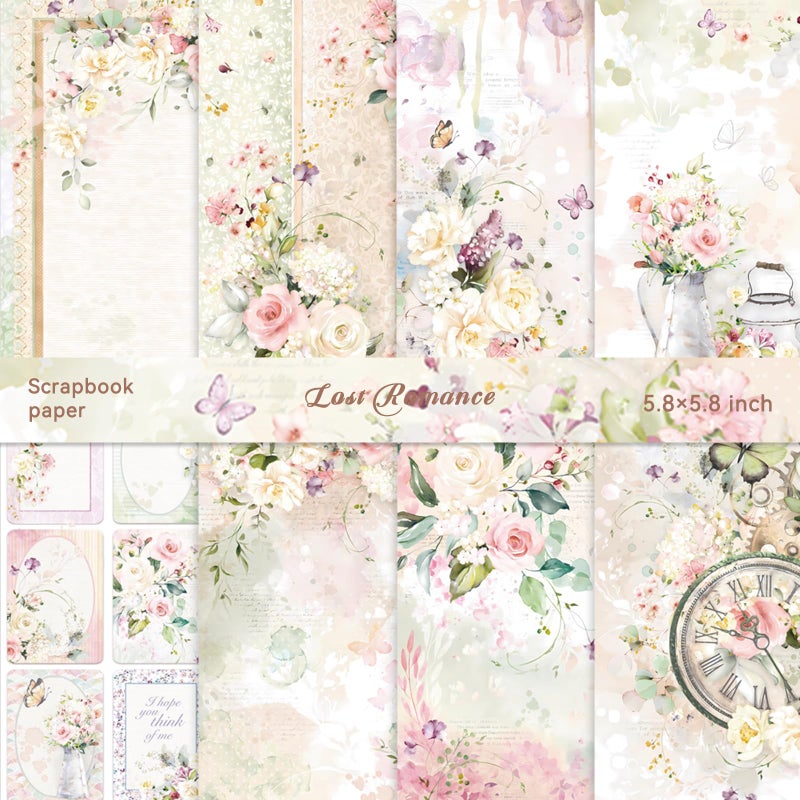 Bomichi 16 Sheets Scrapbook Paper, Vintage Decorative Scrapbook Supplies for Junk Journal Card Making Picture Art Collage DIY 6x6 inches - Image 1