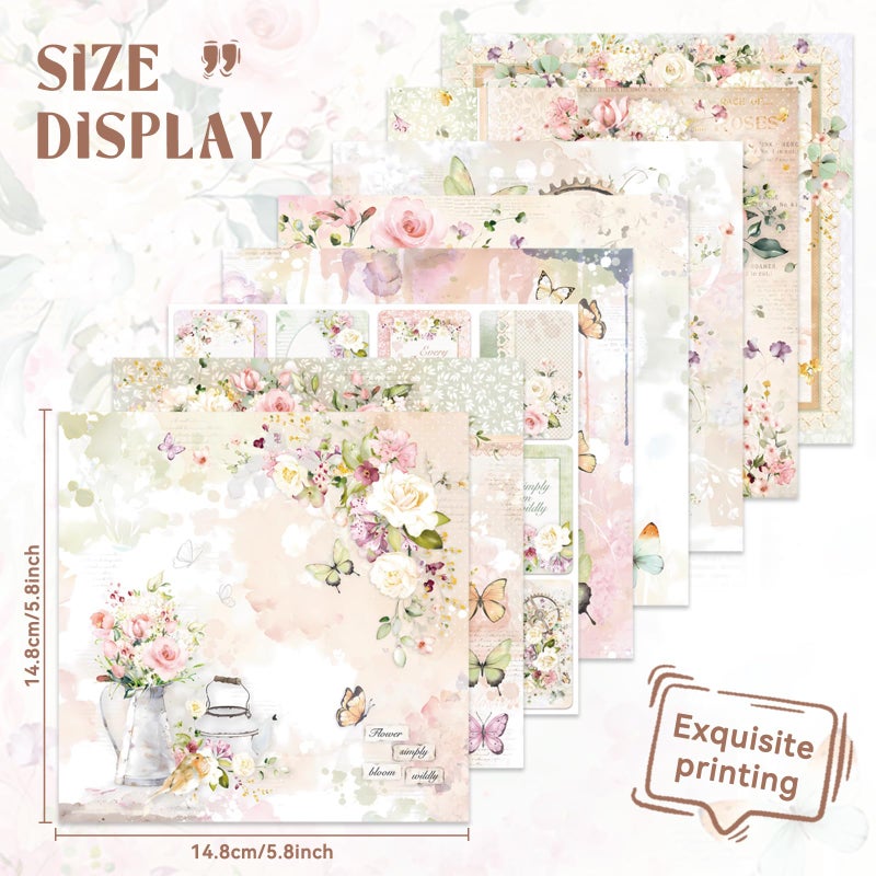 Bomichi 16 Sheets Scrapbook Paper, Vintage Decorative Scrapbook Supplies for Junk Journal Card Making Picture Art Collage DIY 6x6 inches - Image 4