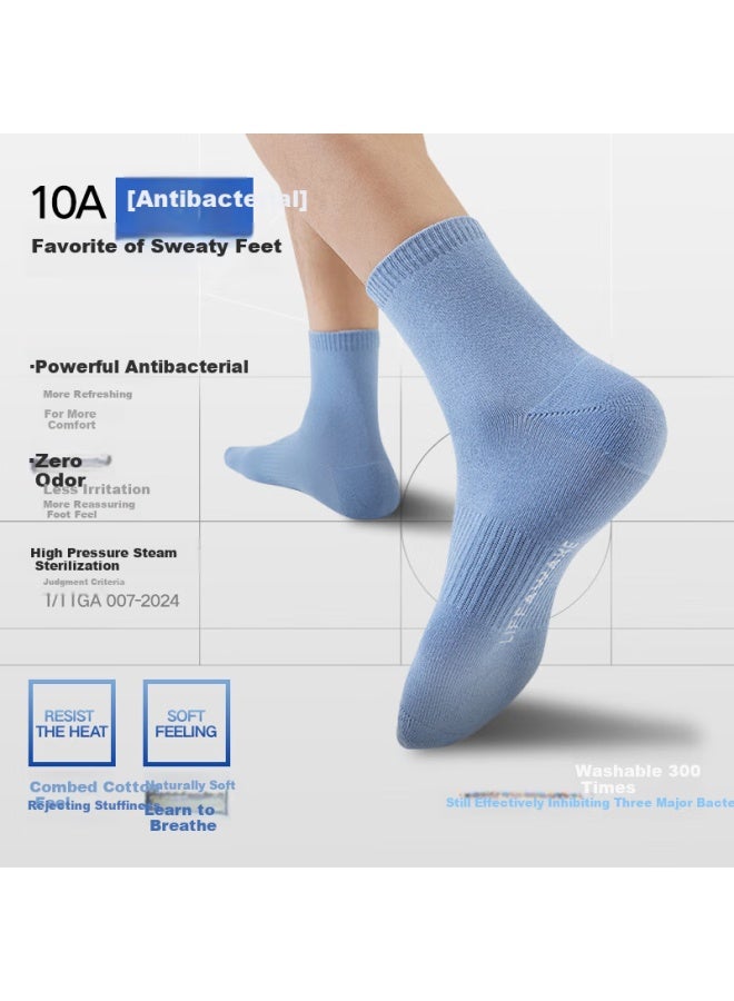HLA Hailan Home "Cloud Cotton" Men'S Socks 25 New Mid-Tube Cotton 10A Antibacterial Shock-Absorbing Sports Leisure Mid-Length Socks 5 Pairs - Image 2