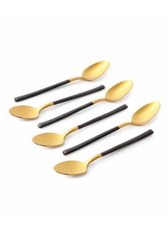 Life Smile 12pcs Cutlery Set, 18/10 Stainless Steel, Flatware Set, 12pcs Dinner Spoon, Shiny Gold Head & Black Handle, for Home Kitchen, Mirror Polished - Dishwasher Safe  - Image 2