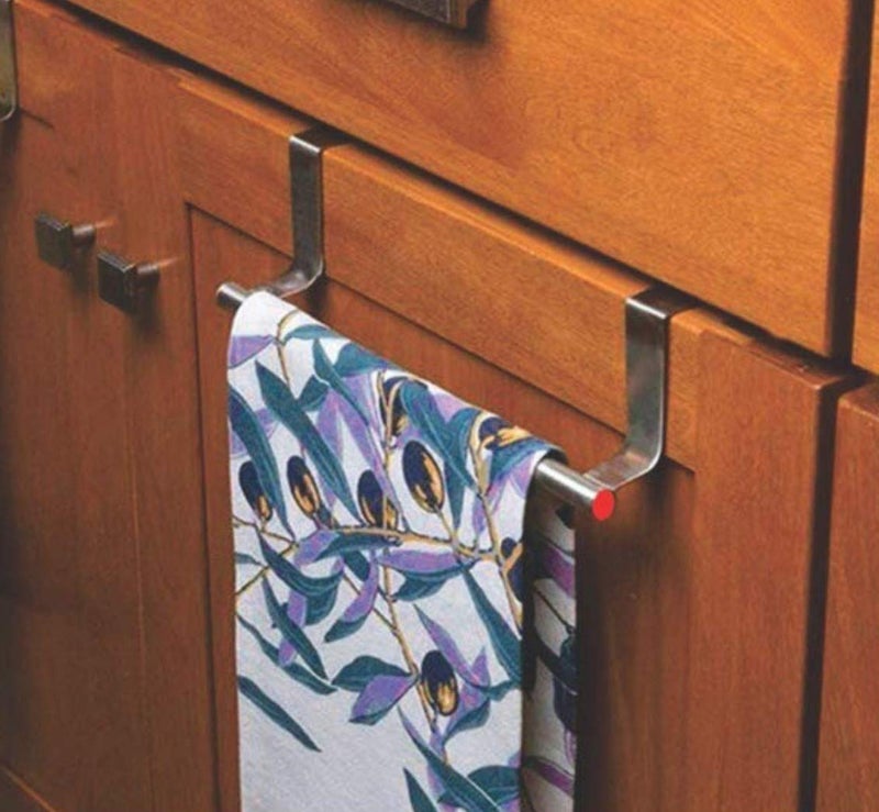 FowWelt Stainless Steel Over Cabinet Towel Bar Hanger Hook Adjustable Kitchen Drawer Storage Rack Cupboard Door Hanging Towel Holder - Image 1