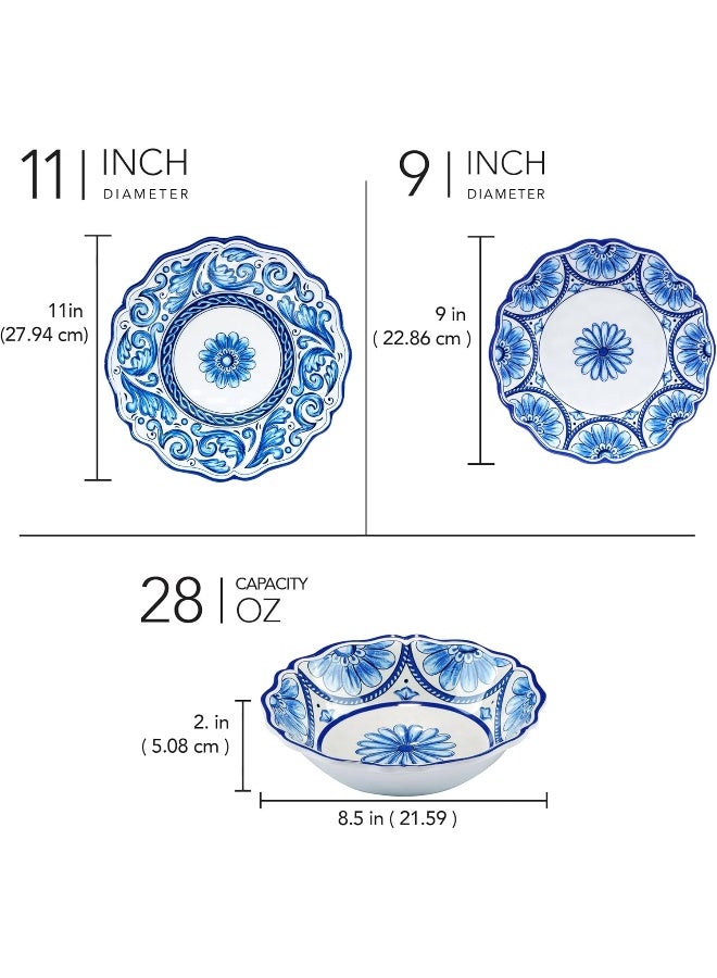 Certified International Flores Melamine 12 Pc Dinnerware Set Service for 4 - Image 4