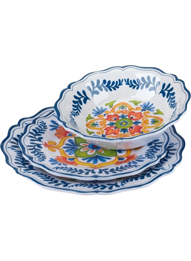 Certified International Flores Melamine 12 Pc Dinnerware Set Service for 4 - Image 3