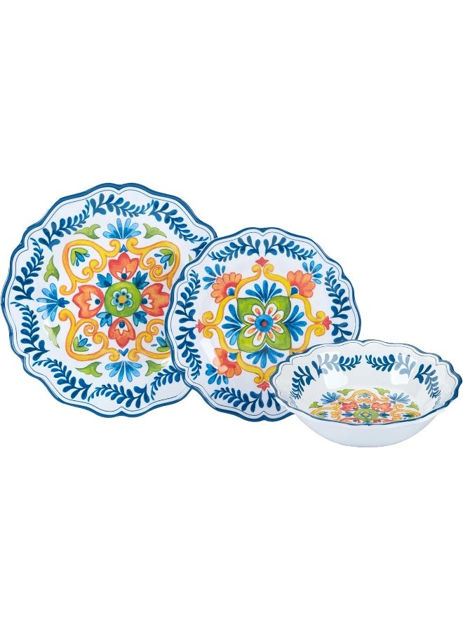 Certified International Flores Melamine 12 Pc Dinnerware Set Service for 4 - Image 2