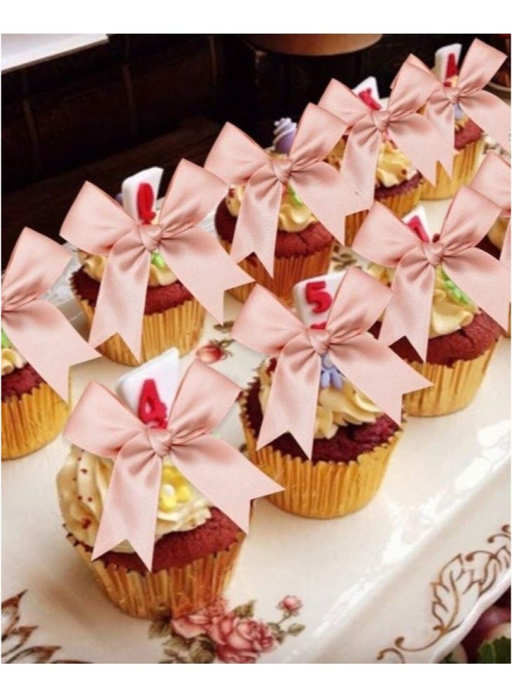 Pink Rose satin bow ribbon to decorate boxes and gifts for baby showers and birthdays, 25 pieces - Image 2
