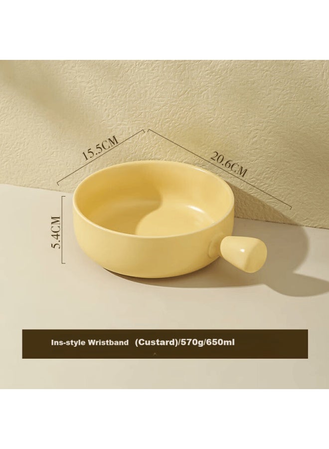 Canjiangjun Can General Handle Bowl With Handle Baking Bowl Rice Casserole Style Ramen Ceramic Salad Bowl 650ml - Image 5