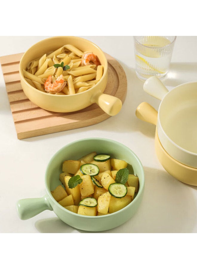 Canjiangjun Can General Handle Bowl With Handle Baking Bowl Rice Casserole Style Ramen Ceramic Salad Bowl 650ml - Image 3