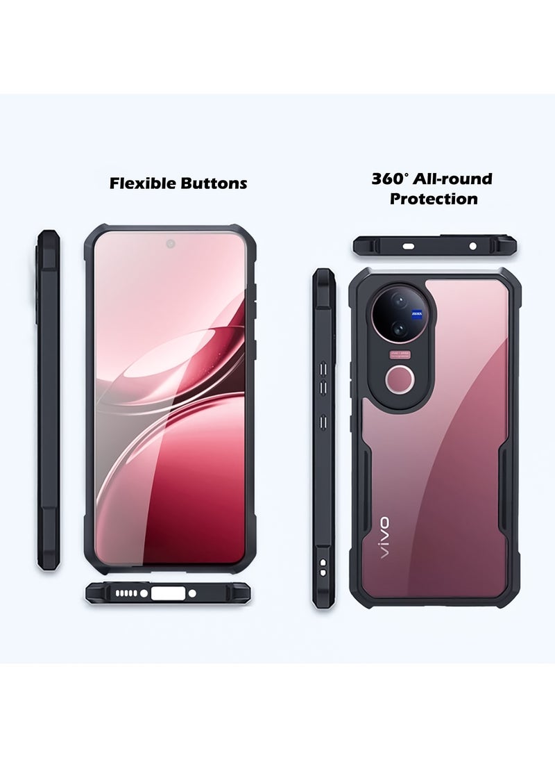 غطاء لهاتف Vivo V50، حماية عدسة الكاميرا، غطاء خلفي مع حاجز صدمات TPU+PC، حقيبة هاتف شفافة مضادة للاصفرار بتصميم نحيف - Image 2