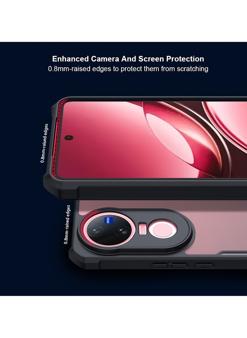 غطاء لهاتف Vivo V50، حماية عدسة الكاميرا، غطاء خلفي مع حاجز صدمات TPU+PC، حقيبة هاتف شفافة مضادة للاصفرار بتصميم نحيف - Image 3