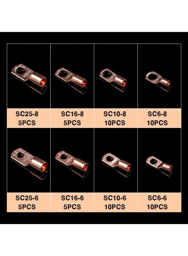 Generic 60PCS/Set Automotive Brass Ring Terminal Lug Connector Ring SC6 25 Copper Connector Bare Cable Voltage Terminal Connector Kit  - Image 2