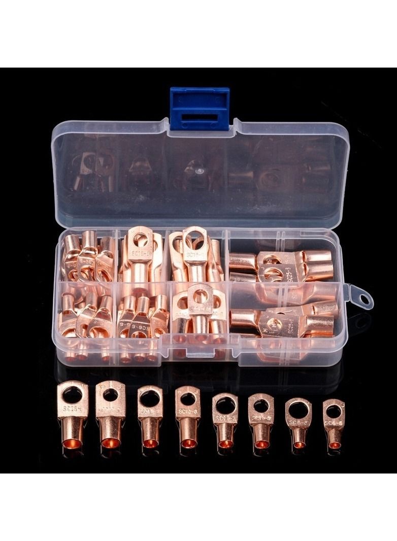 Generic 60PCS/Set Automotive Brass Ring Terminal Lug Connector Ring SC6 25 Copper Connector Bare Cable Voltage Terminal Connector Kit  - Image 3