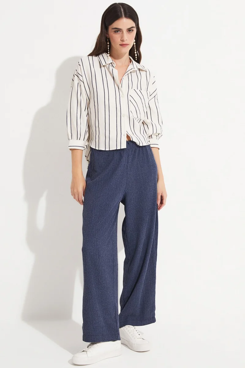 جون Women's Viscose Blend Striped Shirt