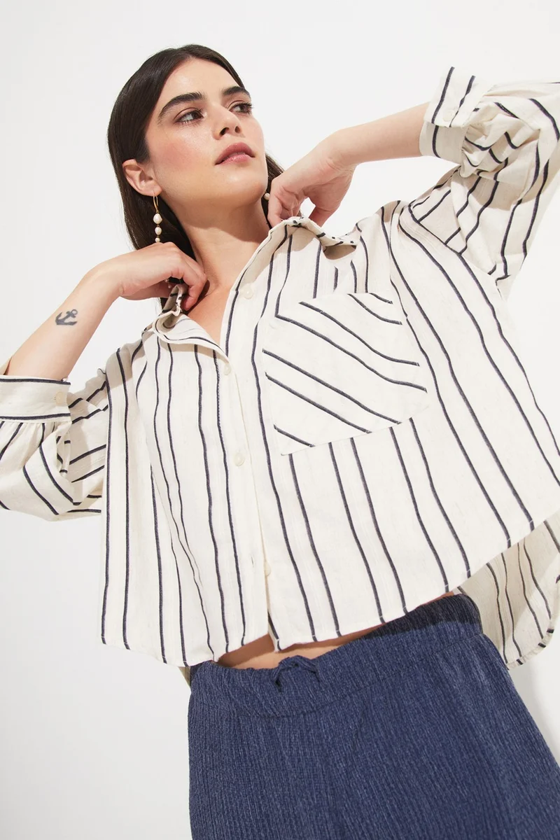 جون Women's Viscose Blend Striped Shirt