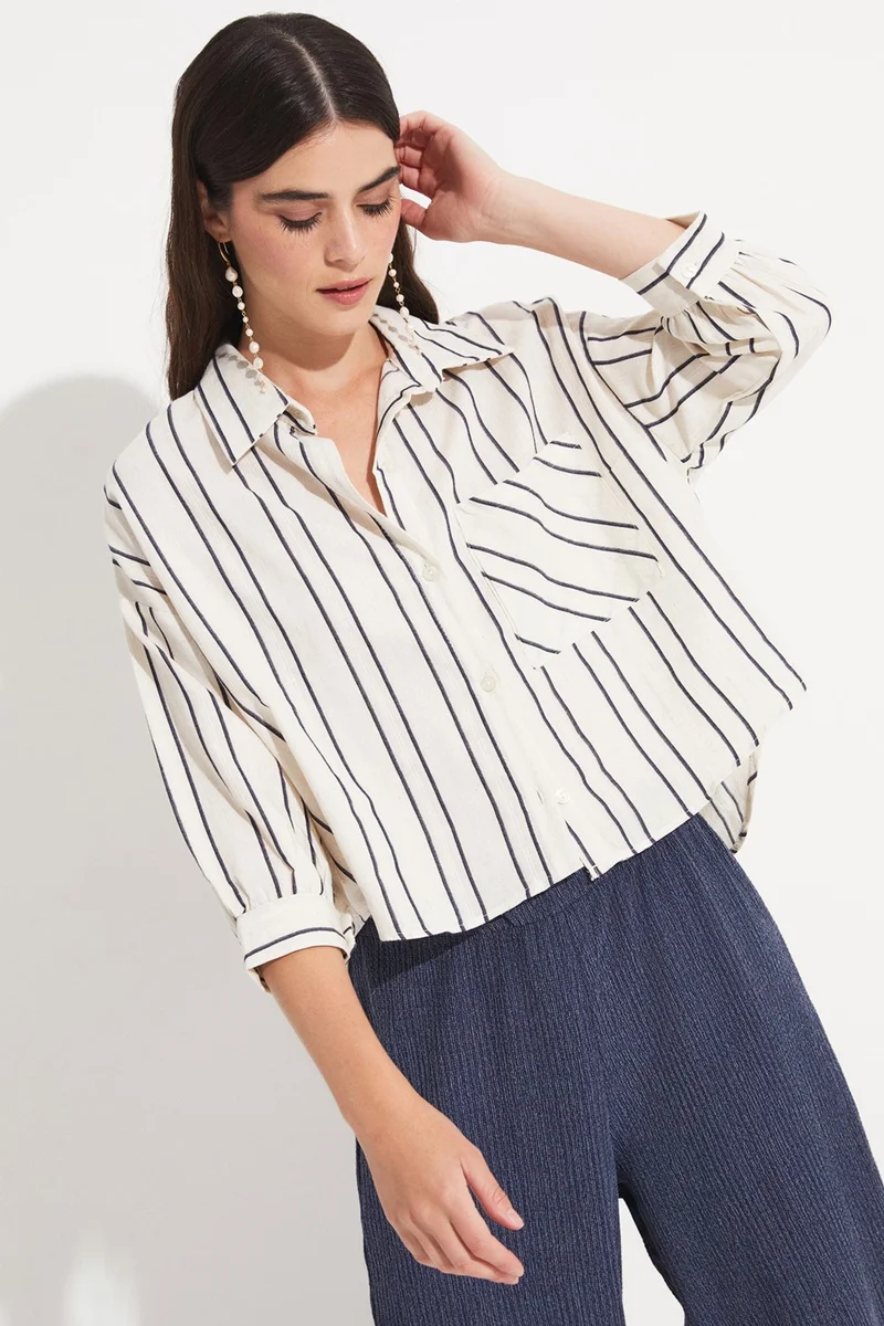 جون Women's Viscose Blend Striped Shirt