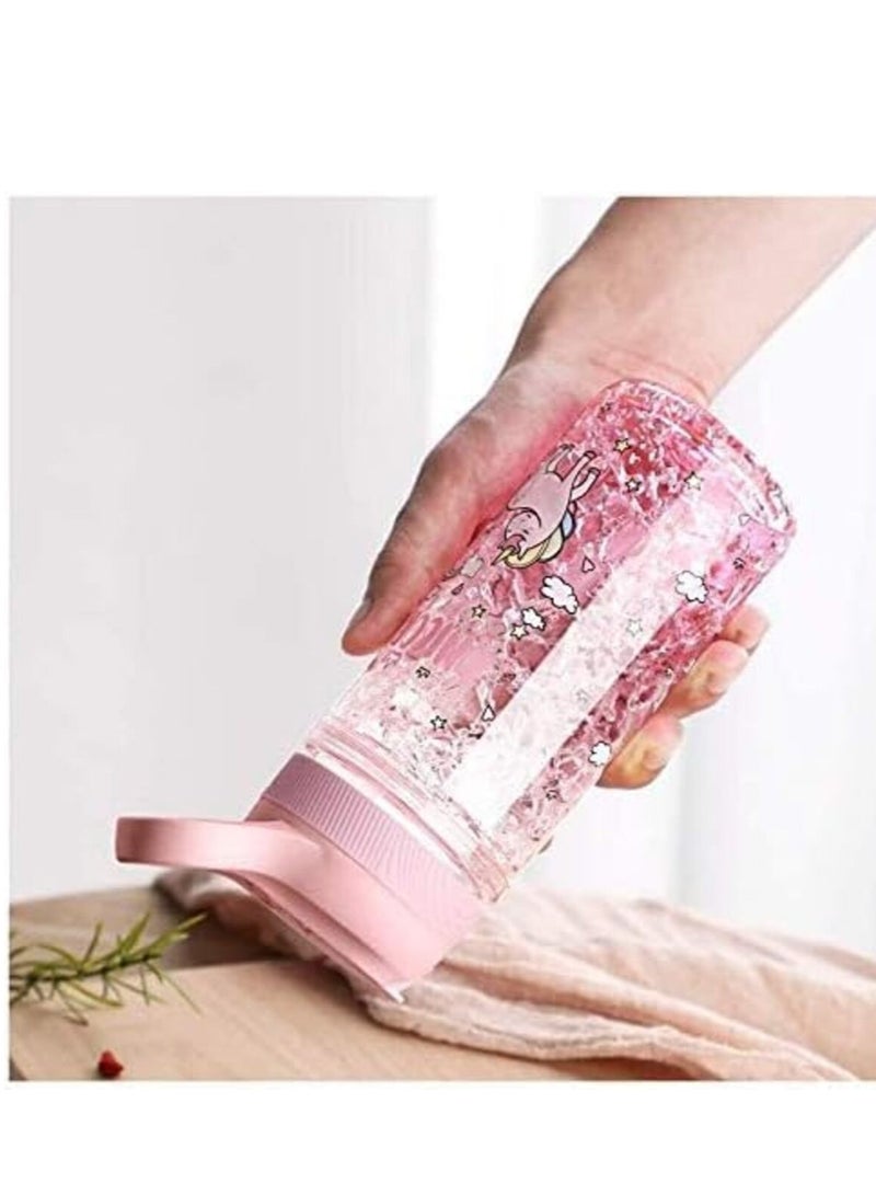 DIOTTI Water Bottles, Cute Girls Water Bottles for School, Girls Unicorn Water Bottle with Straw and Safety lock, 400ML/13.5oz Kids Water Bottles,Drinking Bottle for Boys and Girls Child, Indoor Outdoor (Pink) - Image 3