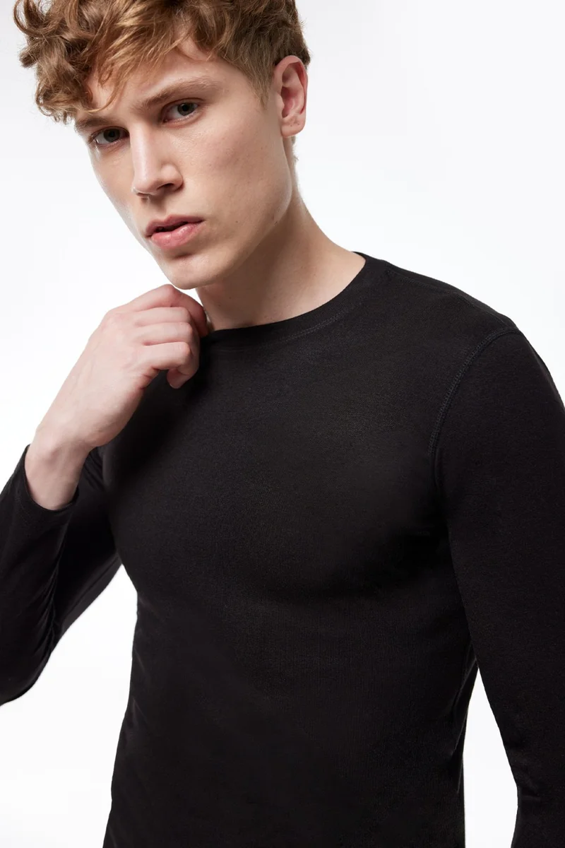 مالابادي Men's Thermal Underwear Round Neck Long Sleeve Top 609