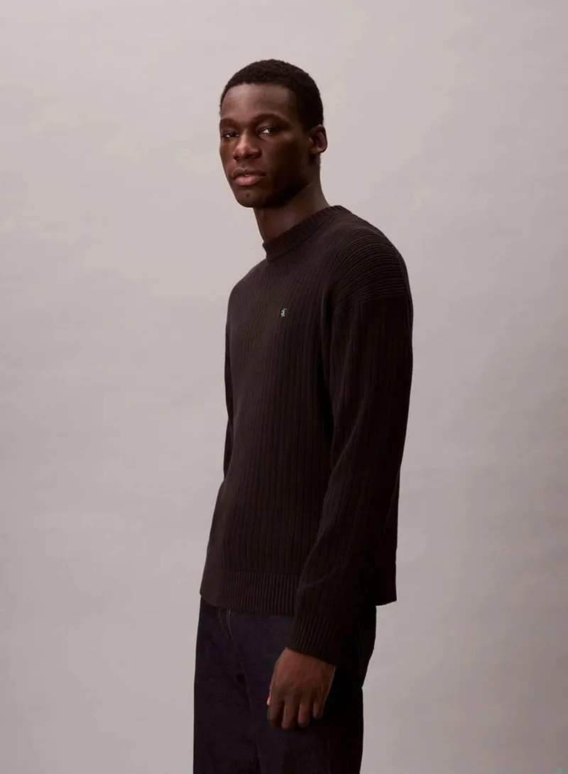 Calvin Klein Jeans Black Monogram Logo Relaxed Sweater for Men | Best Price UAE