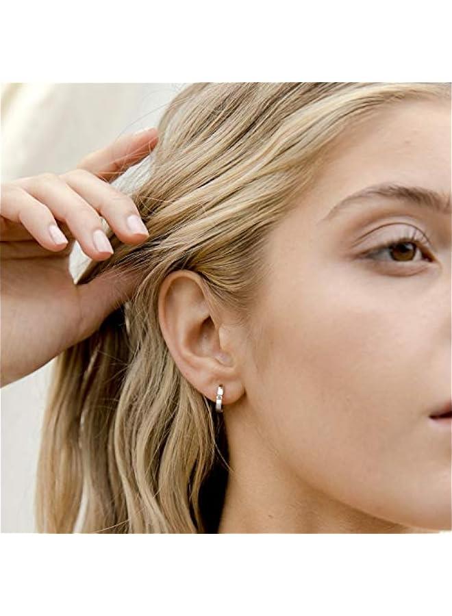 PAVOI 14K Gold Plated Sterling Silver Post Cubic Zirconia Huggie Earrings | Small Round Huggie Stud Fashion Hoop Earrings for Women in Gold Plating - Image 2