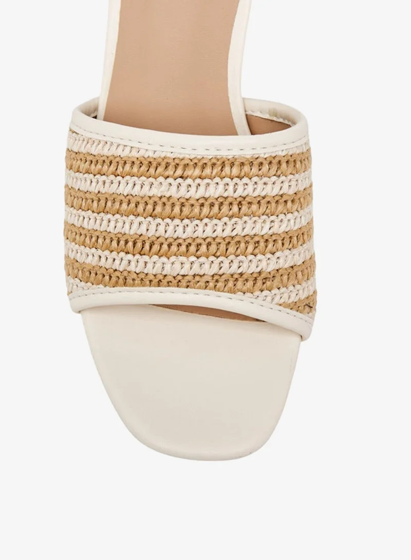 Flora Bella By Shoexpress Women's Textured Slip-On Sandals with Block Heel
