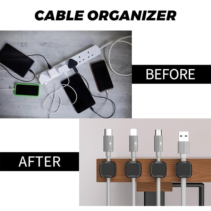 Rexez Pack of 6 Cable Holder, Cable Organiser, Cable Holder's, Self-Adhesive, Magnetic Cable's Holder, Cable Attachment, Cable Holder for Wall, USB, Audio Cable's, Charging Cable, Bedside Table - Image 3