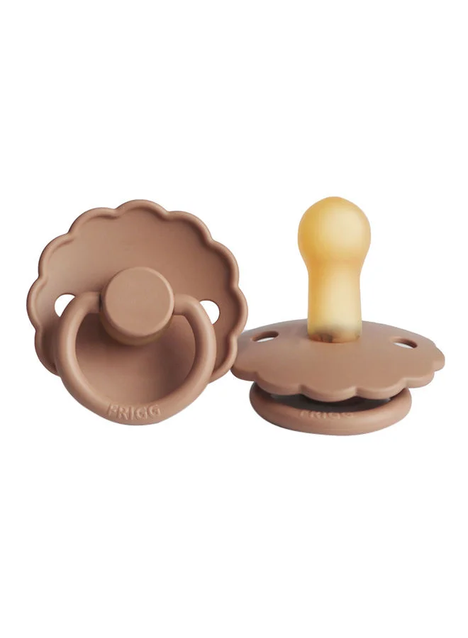 FRIGG Daisy Latex Baby Pacifier, 6-18 Months, Pack of 1, Size 2 - Peach Bronze