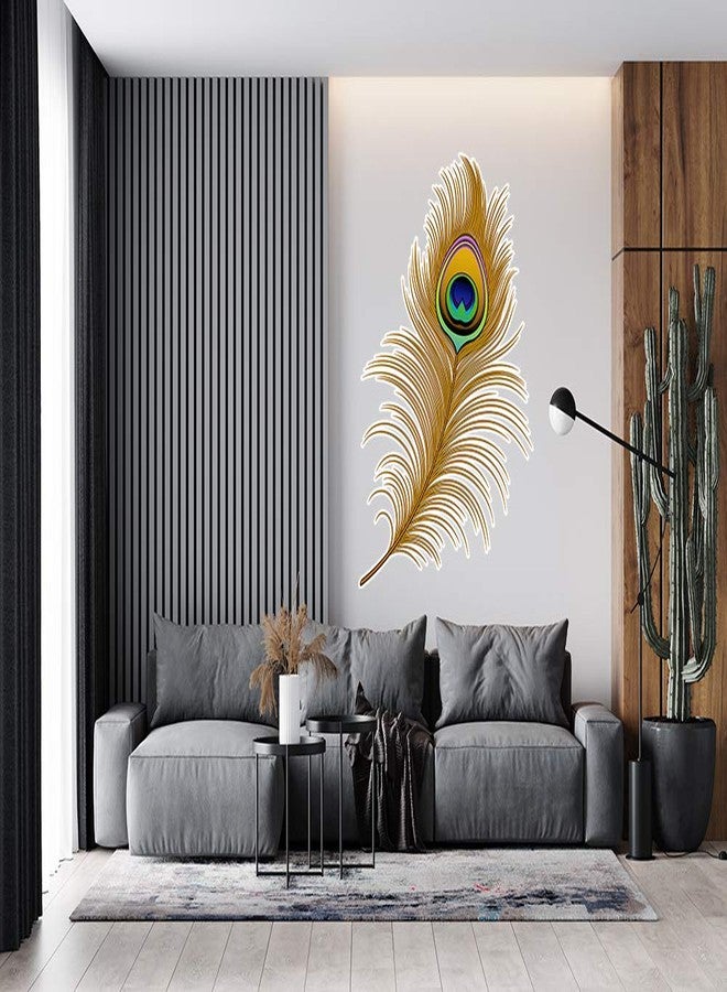 wallpics® Peacock Feather Self Adhesive Decorative Wall Sticker || (60cm X 90cm) cut5014-3 - Image 1