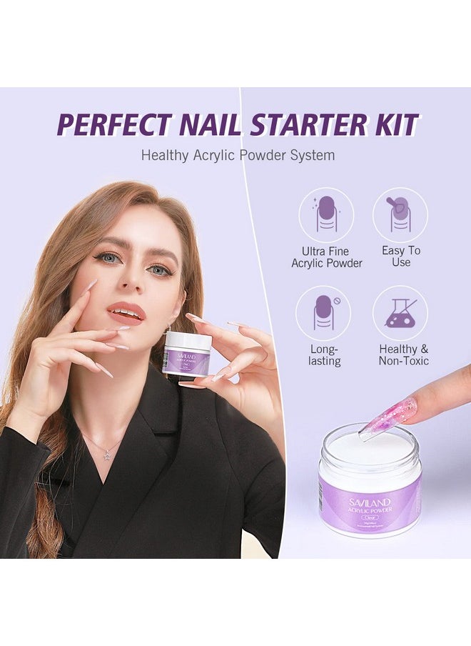 Saviland - SAVILAND Acrylic Nail Kit - 30g Clear Acrylic Powder & 60ml Acrylic Liquid Set with Nail Brush Nail Forms Tools Extension Nail Kit for Beginners with Everything for Home DIY Salon Nails Application - Image 1