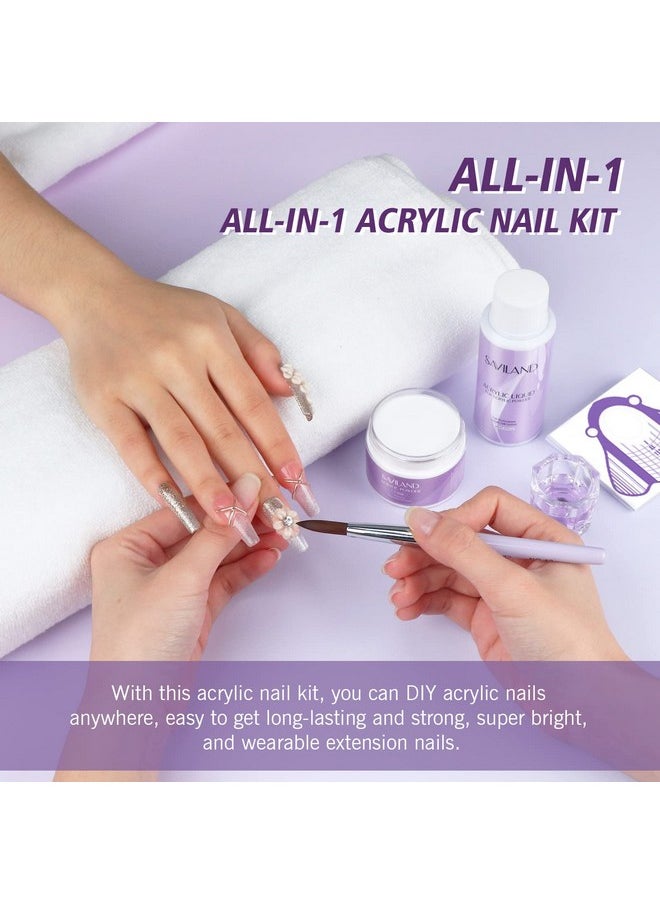 Saviland - SAVILAND Acrylic Nail Kit - 30g Clear Acrylic Powder & 60ml Acrylic Liquid Set with Nail Brush Nail Forms Tools Extension Nail Kit for Beginners with Everything for Home DIY Salon Nails Application - Image 1