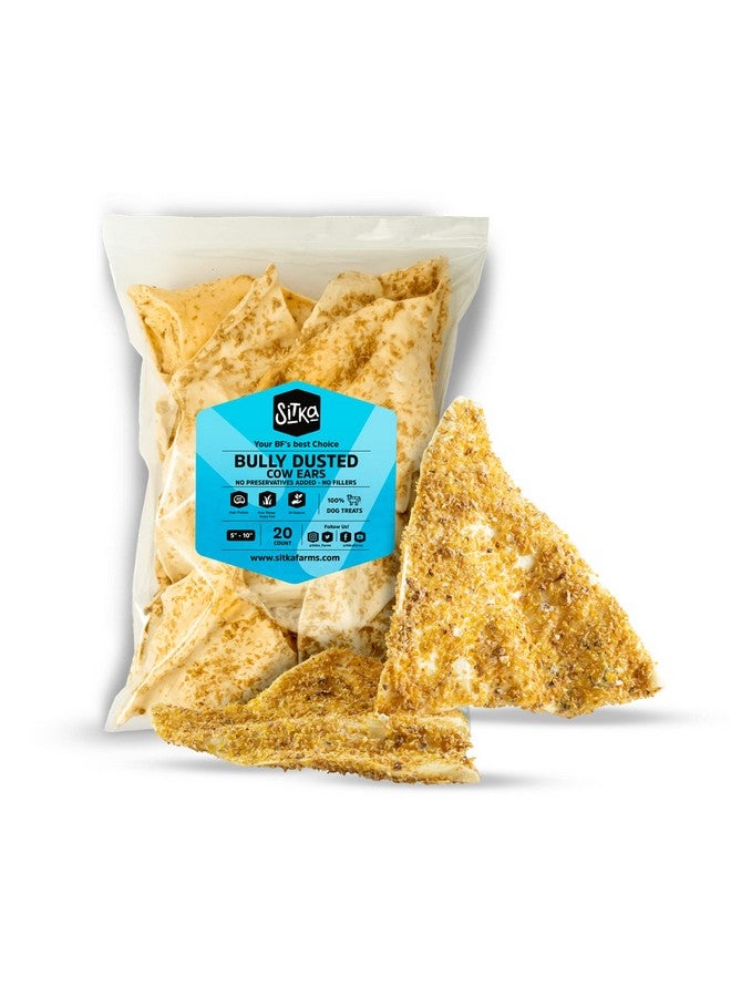 SITKA Farms Bully Dusted Cow Ears For Dogs 20 Count  100% Natural Premium No Hide Dog Chews For Small, Medium And Large Dogs  Free Range Grass Feed Cattle - Image 1
