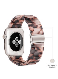 Y&D Apple Watch Band - Fashion Resin Series 7 band Starlight Compatible with Copper Stainless Steel Buckle for 8 SE 6 5 4 3 2 1 Tortoise Flower, 38mm/40mm/41mm  - Image 2