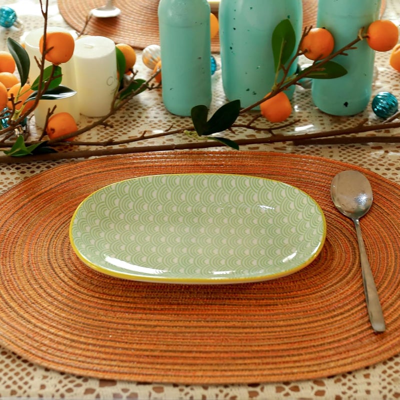 Noctiflorous Noctiflorous Oval Braided Placemats Set of 4 Woven 12x18 Inch Non Slip Washable Heat Resistant Place Mats Round Tablemats for Dining Kitchen Party Daily Table Decor Dinner Mats 06 Brown Orange 4 - Image 5