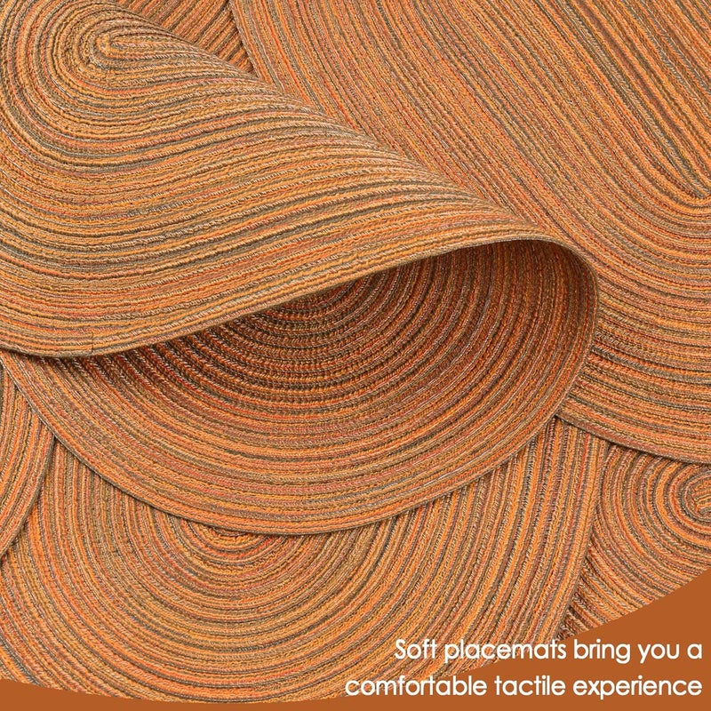 Noctiflorous Noctiflorous Oval Braided Placemats Set of 4 Woven 12x18 Inch Non Slip Washable Heat Resistant Place Mats Round Tablemats for Dining Kitchen Party Daily Table Decor Dinner Mats 06 Brown Orange 4 - Image 3