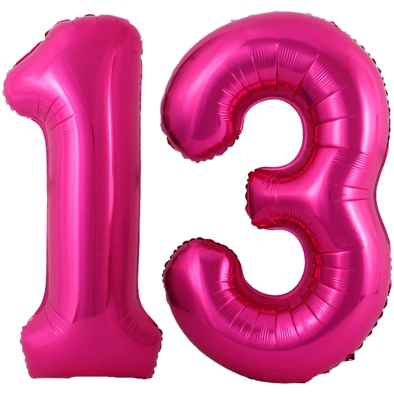 Lovoir Hot Pink 13 Number Balloons 40 Inch Giant Number 13 Balloons Foil Mylar Helium Hot Pink Number Balloons for 13th Birthday Party Supplies Anniversary Event Celebration Decorations - Image 3