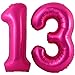 Lovoir Hot Pink 13 Number Balloons 40 Inch Giant Number 13 Balloons Foil Mylar Helium Hot Pink Number Balloons for 13th Birthday Party Supplies Anniversary Event Celebration Decorations - Image 2