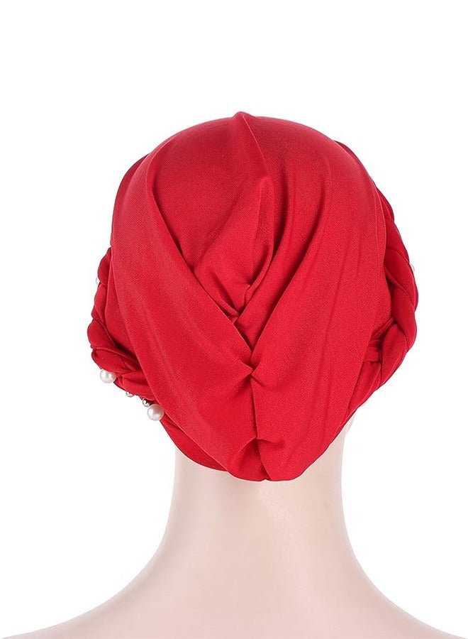 joyzzz Women Hijab Beading Pearl Braid Turban  Chemo Beanies Bandana Headwrap Cap - Image 2