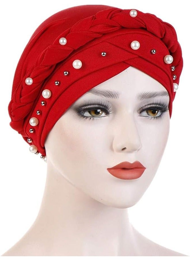joyzzz Women Hijab Beading Pearl Braid Turban  Chemo Beanies Bandana Headwrap Cap - Image 3