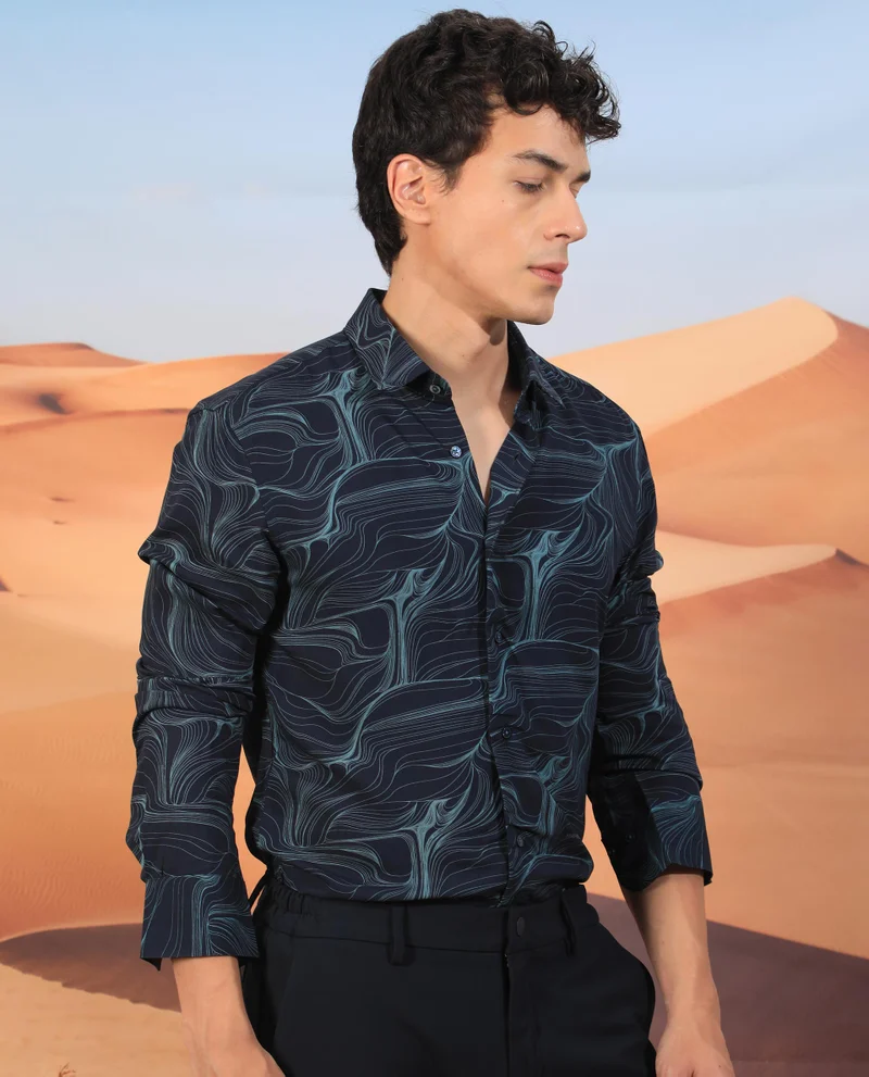 Rare Rabbit Men's Smart Flowy Print Shirt
