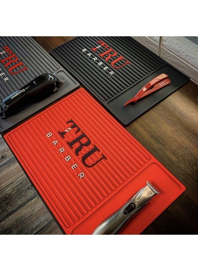 TRU BARBER Organizer Mat 14”X 9” (Red) Flexible Pvc Station Mat Professional Mat Salon And Barbershop Work Station Pads Beauty Salon Tools Hairstylist Counter Mat For Clippers Anti Slip  - Image 4