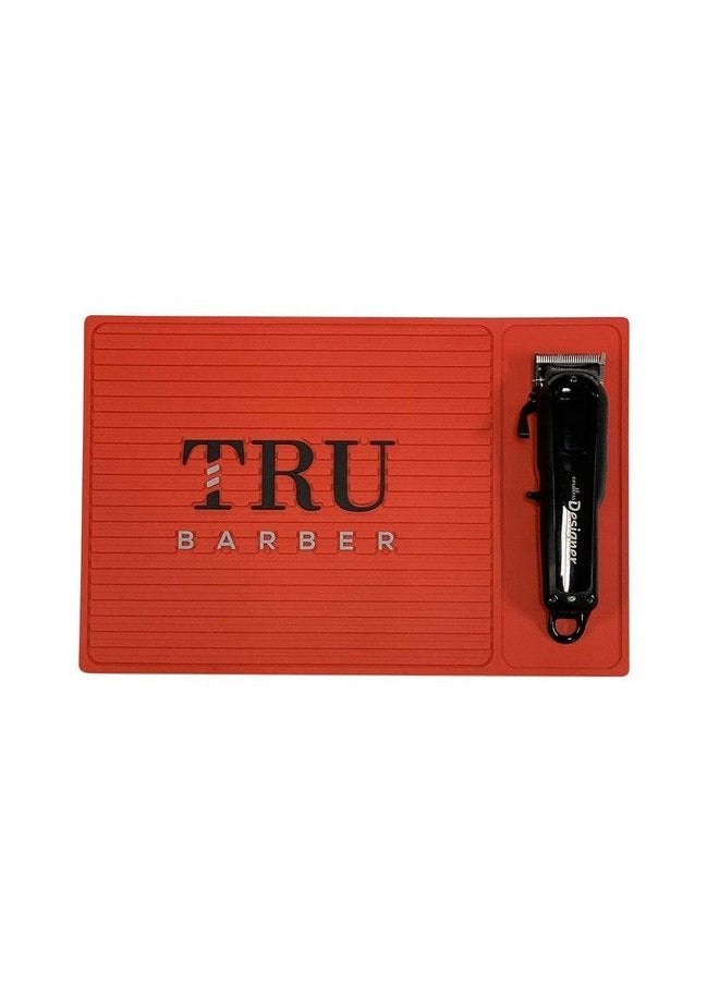 TRU BARBER Organizer Mat 14”X 9” (Red) Flexible Pvc Station Mat Professional Mat Salon And Barbershop Work Station Pads Beauty Salon Tools Hairstylist Counter Mat For Clippers Anti Slip  - Image 3