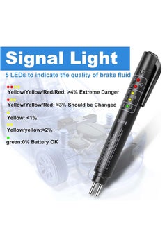 KASTWAVE Brake Fluid Test Pen, Car Brake Fluid Inspection Tool Replacement Test Pen Test DOT3 DOT4 DOT5.1 Brake Fluid with 5 LED Indicator Hydraulic Oil and Water Analyzer Automatic Diagnostic Tester  - Image 3