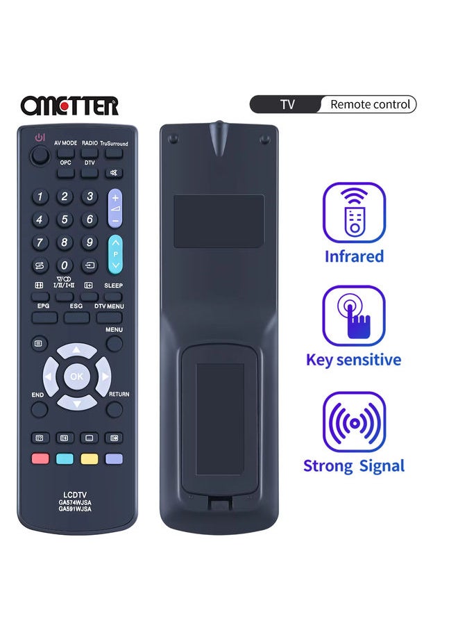 OMETTER - New GA574WJSA GA591WJSA Fit for Sharp TV Remote Control LC-26AD5E-BK LC32AD5E LC-32DH65E LC-32WD1E LC-32WT1E - Image 1